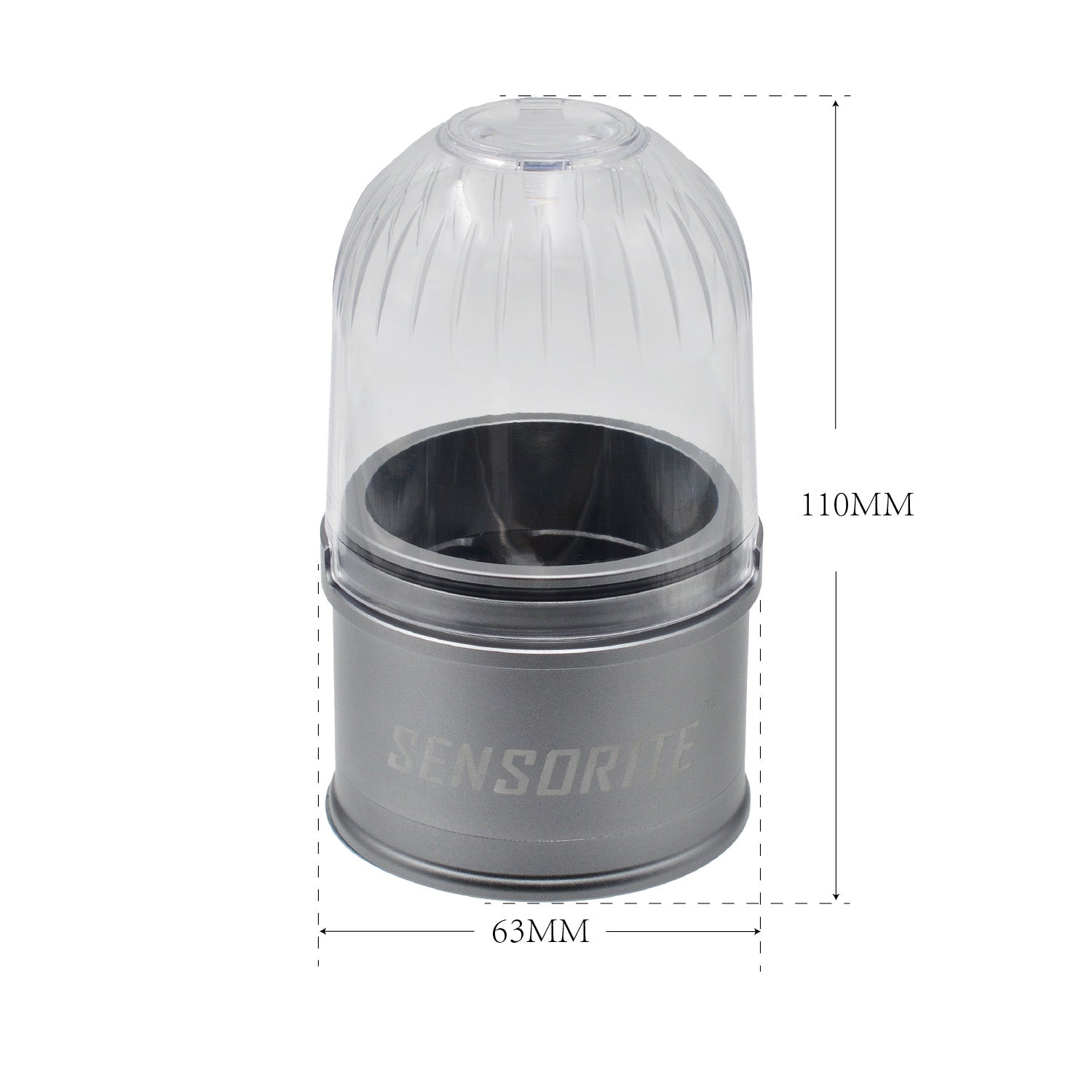 Sensorite Deluxe 63mm 5-Piece Aluminum Herb Grinder with Magnifying Clear Lid & Large Storage Sensorite