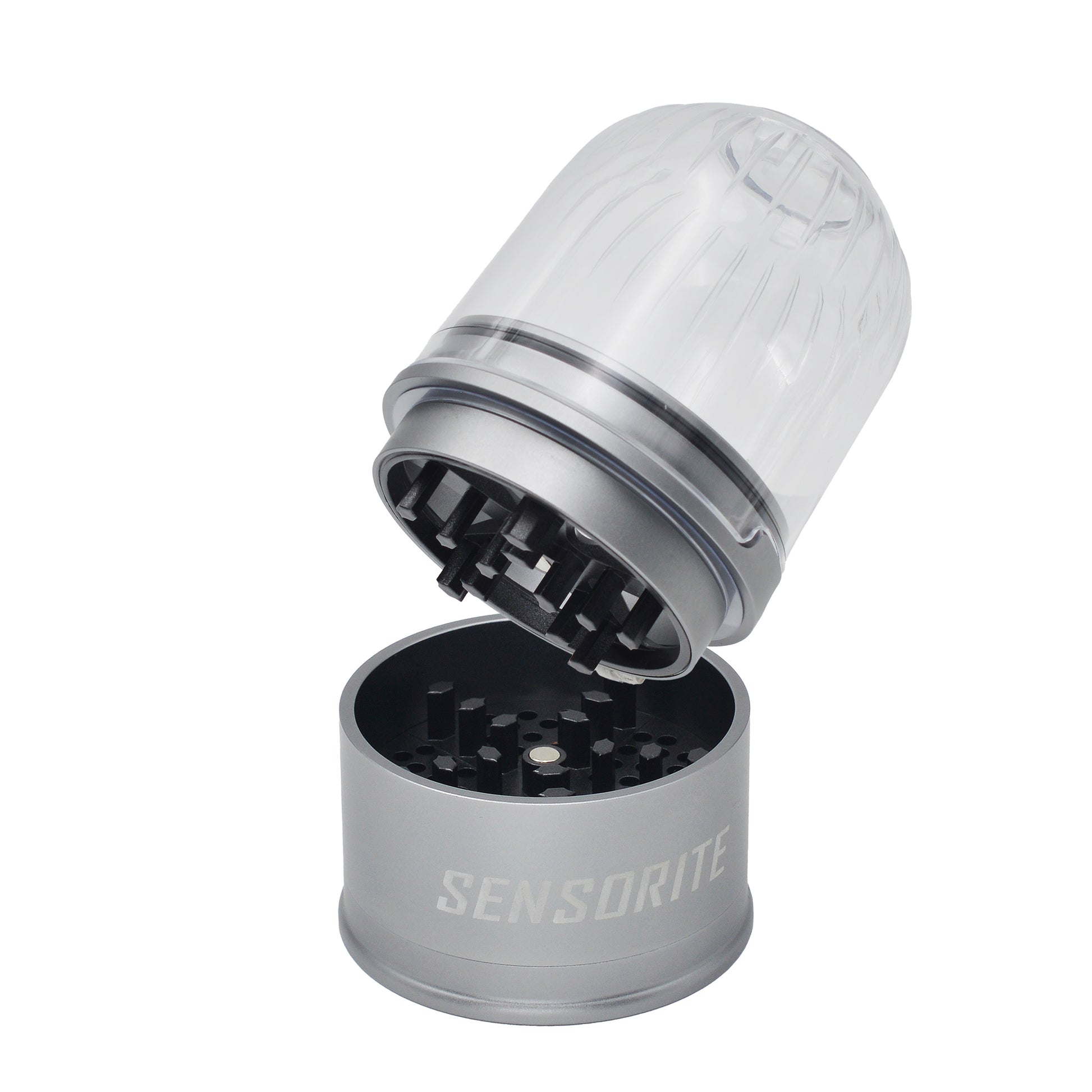 Sensorite Deluxe 63mm 5-Piece Aluminum Herb Grinder with Magnifying Clear Lid & Large Storage Sensorite
