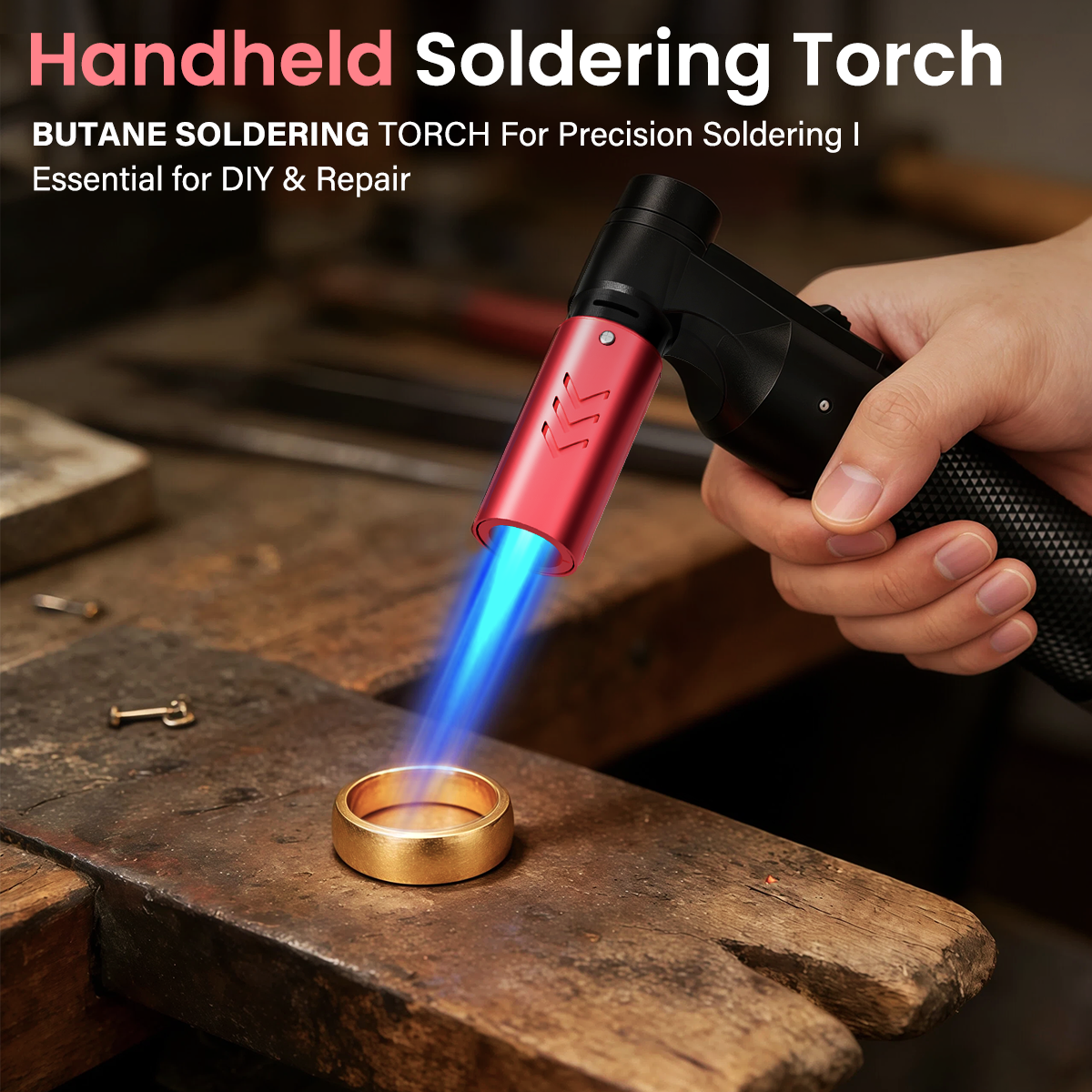 SENSORITE Handheld Soldering Torch Butane - Adjustable Flame Soldering Iron Kit with Piezo Ignition, 1200°C for Electronics Repair, Jewelry Making, DIY - Sensorite