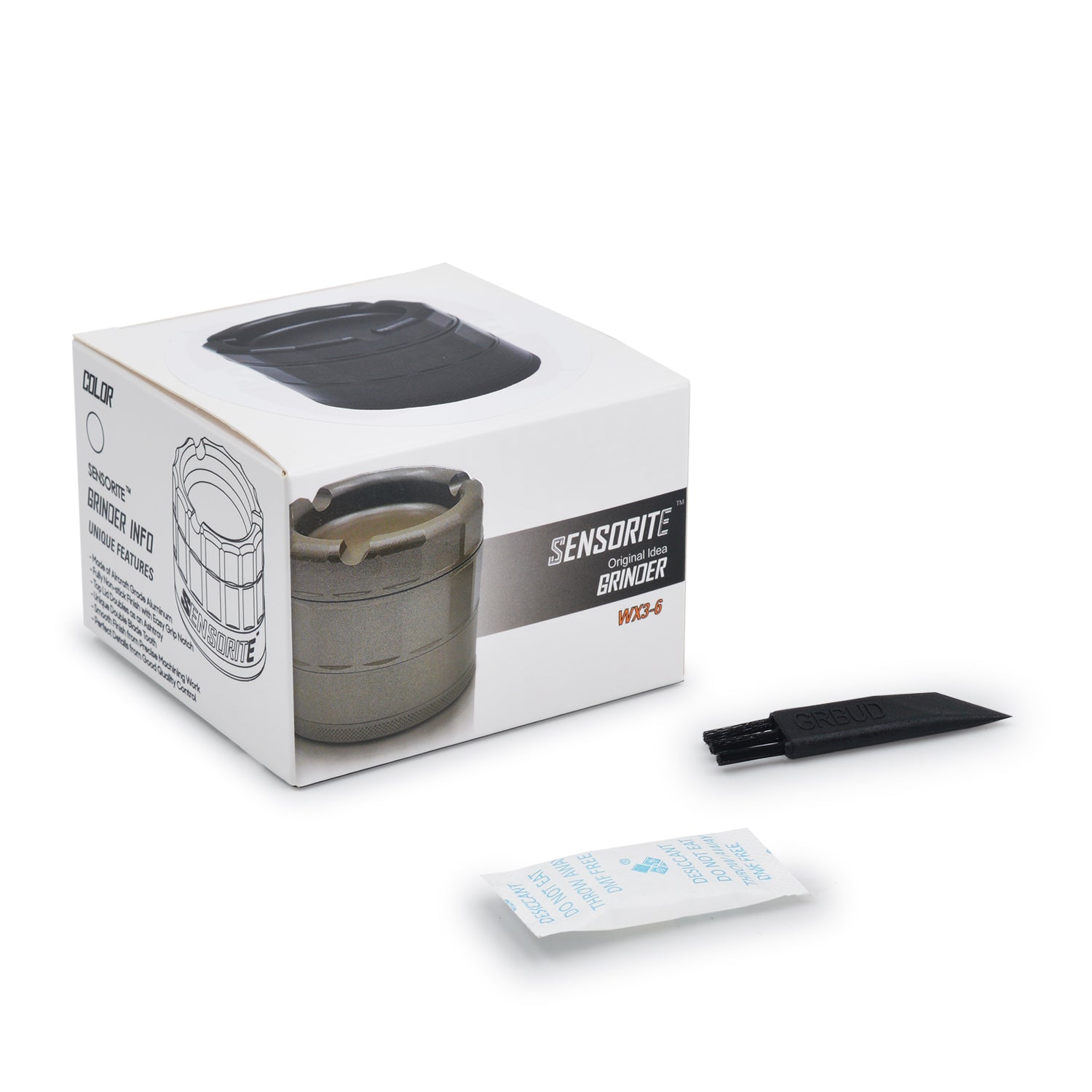 SENSORITE 4-Part East Grip Aluminum Grinder with Fully Non-stick Coating & Ashtray Top Lid - Sensorite