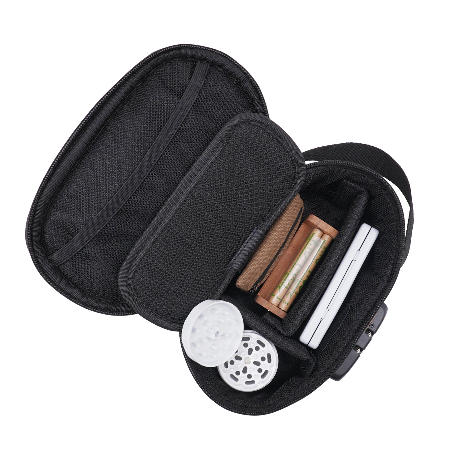 SENSORITE Smell Proof Canvas Bag with 3-digit Password Lock & 2 Removable Padded Dividers - Sensorite