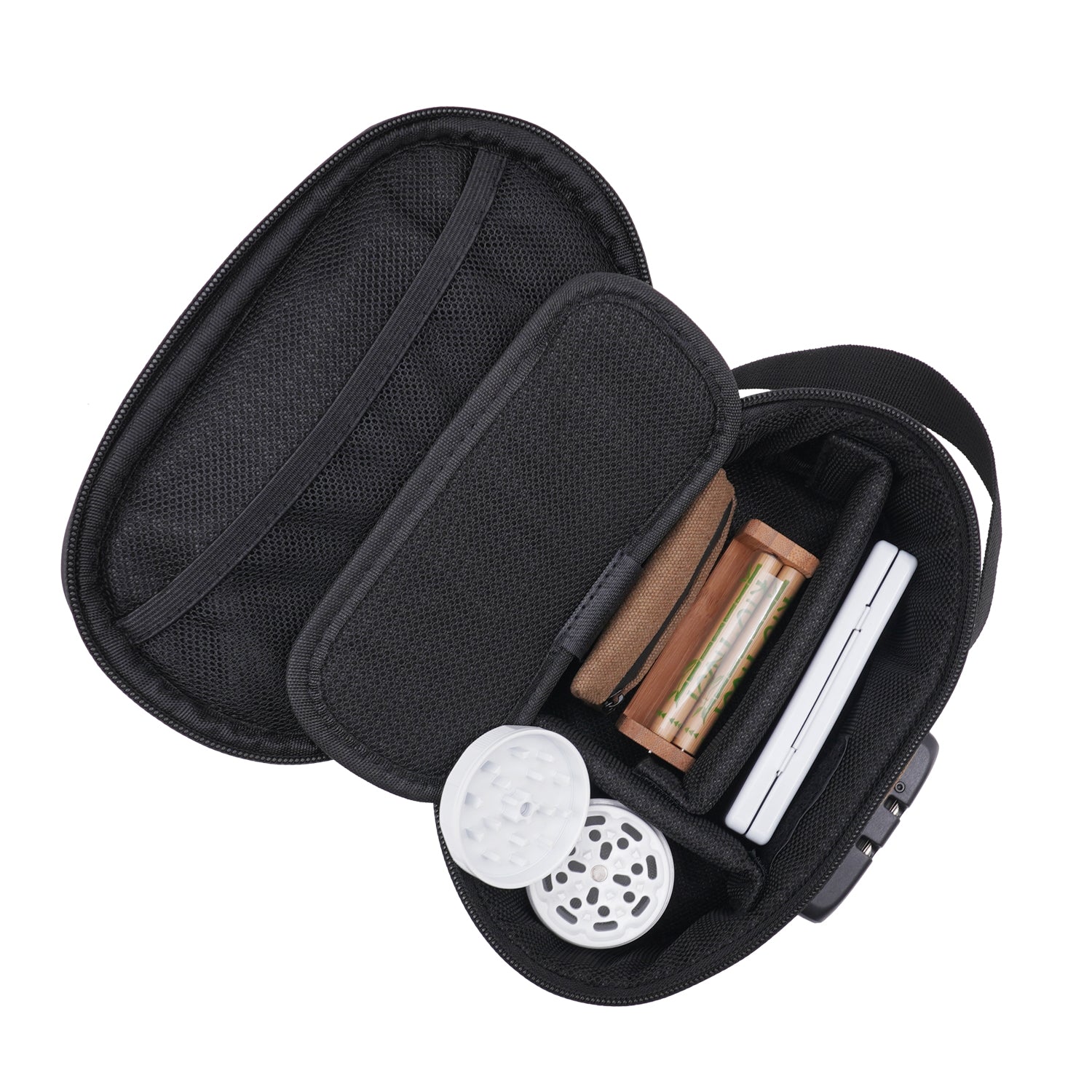 SENSORITE Smell Proof Canvas Bag with 3-digit Password Lock & 2 Removable Padded Dividers - Sensorite