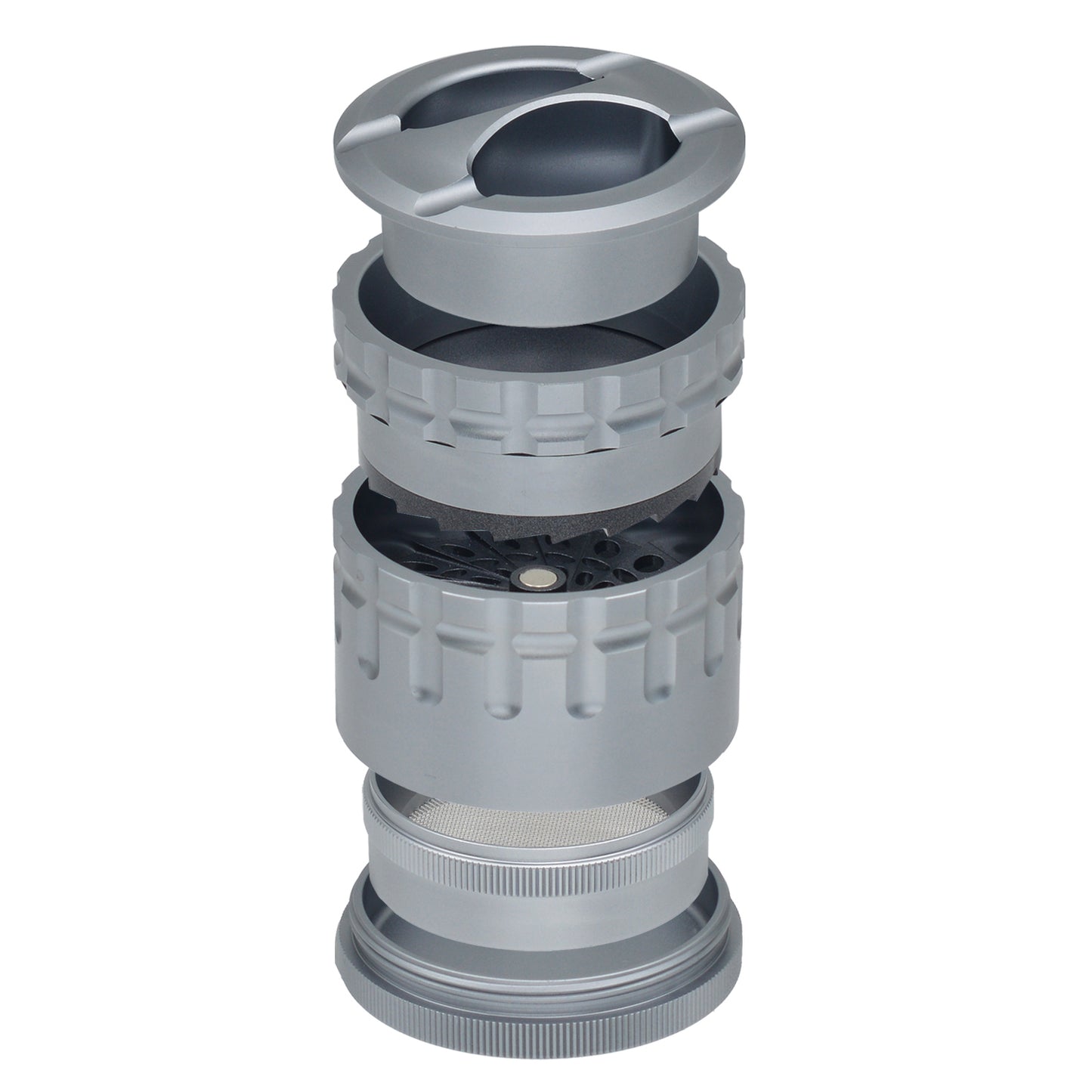 SENSORITE 5-Part Mill Style Aluminum Grinder With Non-Stick Coated Shredder Plates & Ashtray Lid - Sensorite