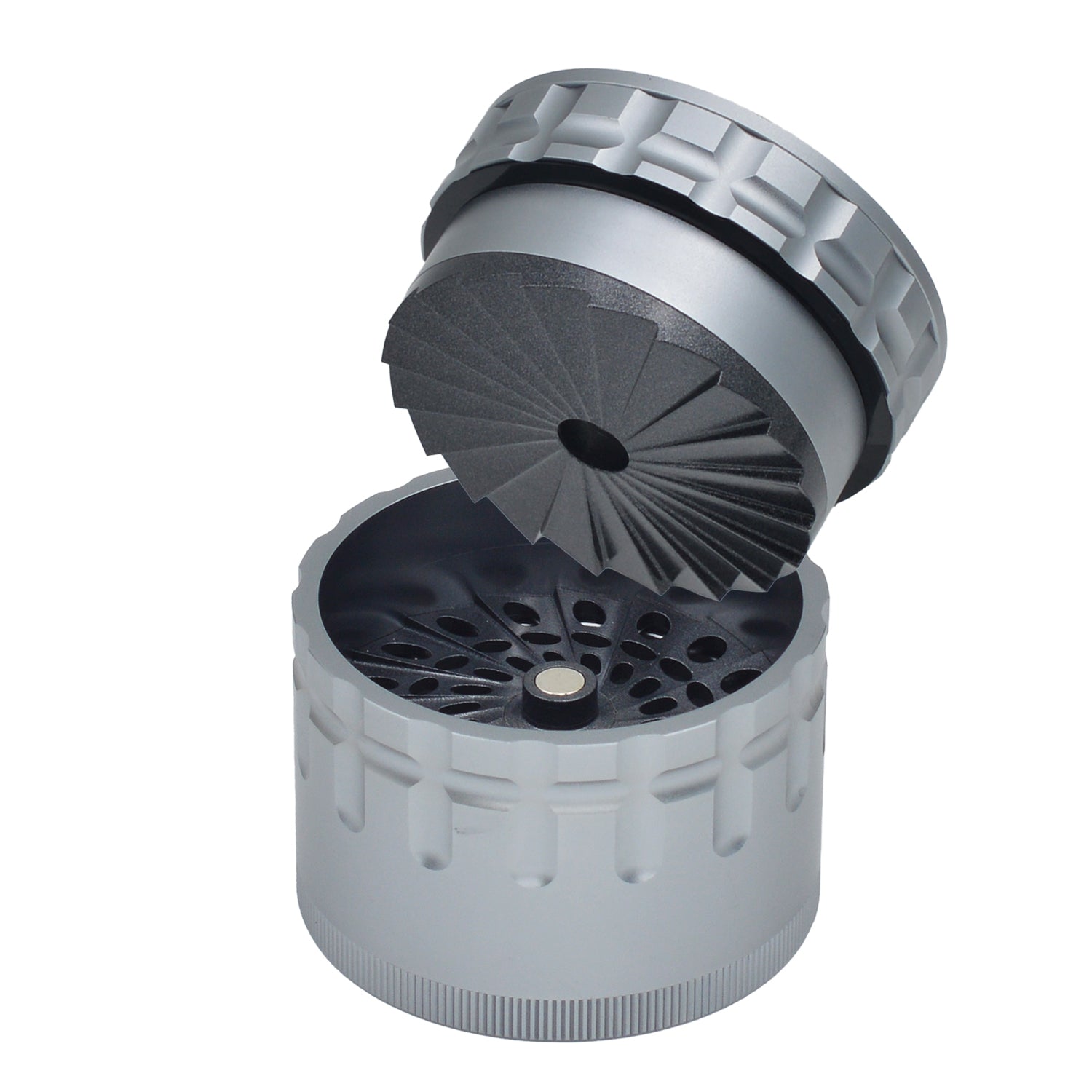 SENSORITE 5-Part Mill Style Aluminum Grinder With Non-Stick Coated Shredder Plates & Ashtray Lid - Sensorite