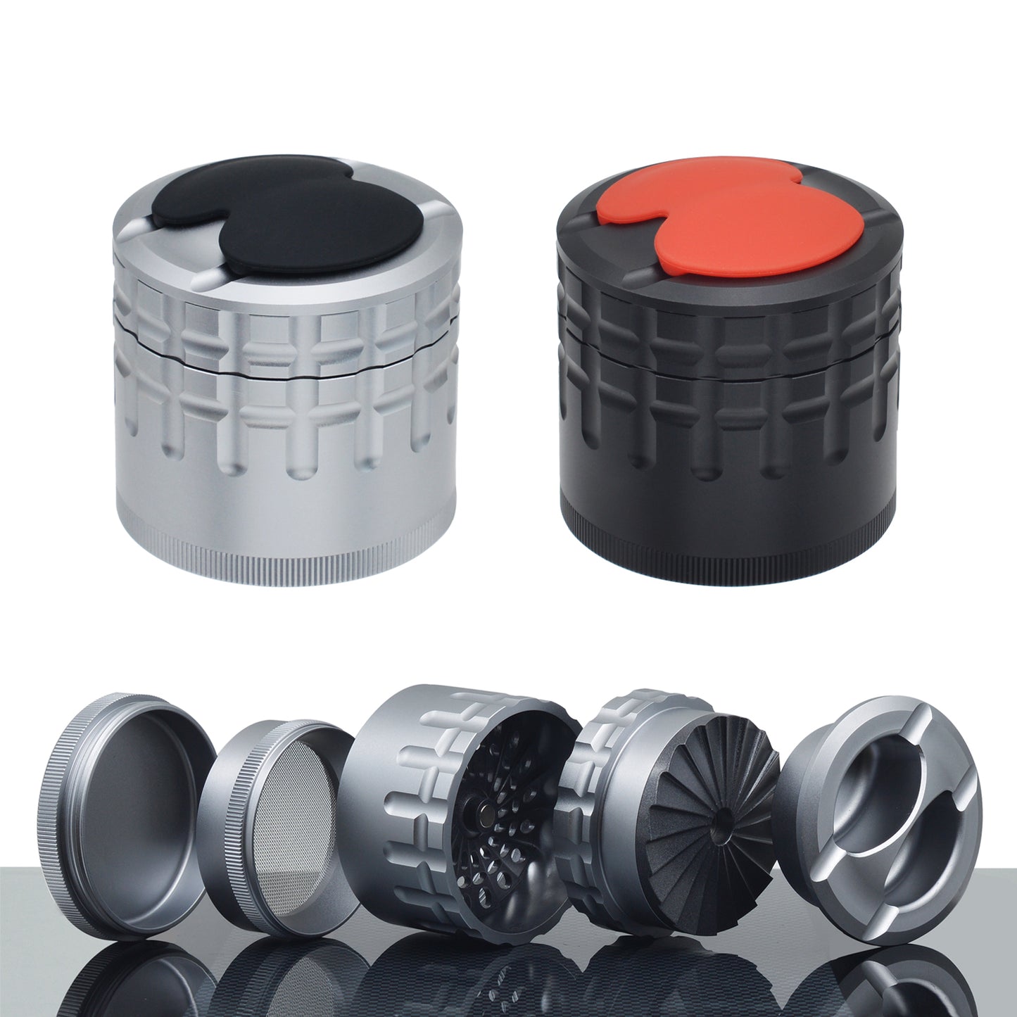 SENSORITE 5-Part Mill Style Aluminum Grinder With Non-Stick Coated Shredder Plates & Ashtray Lid - Sensorite
