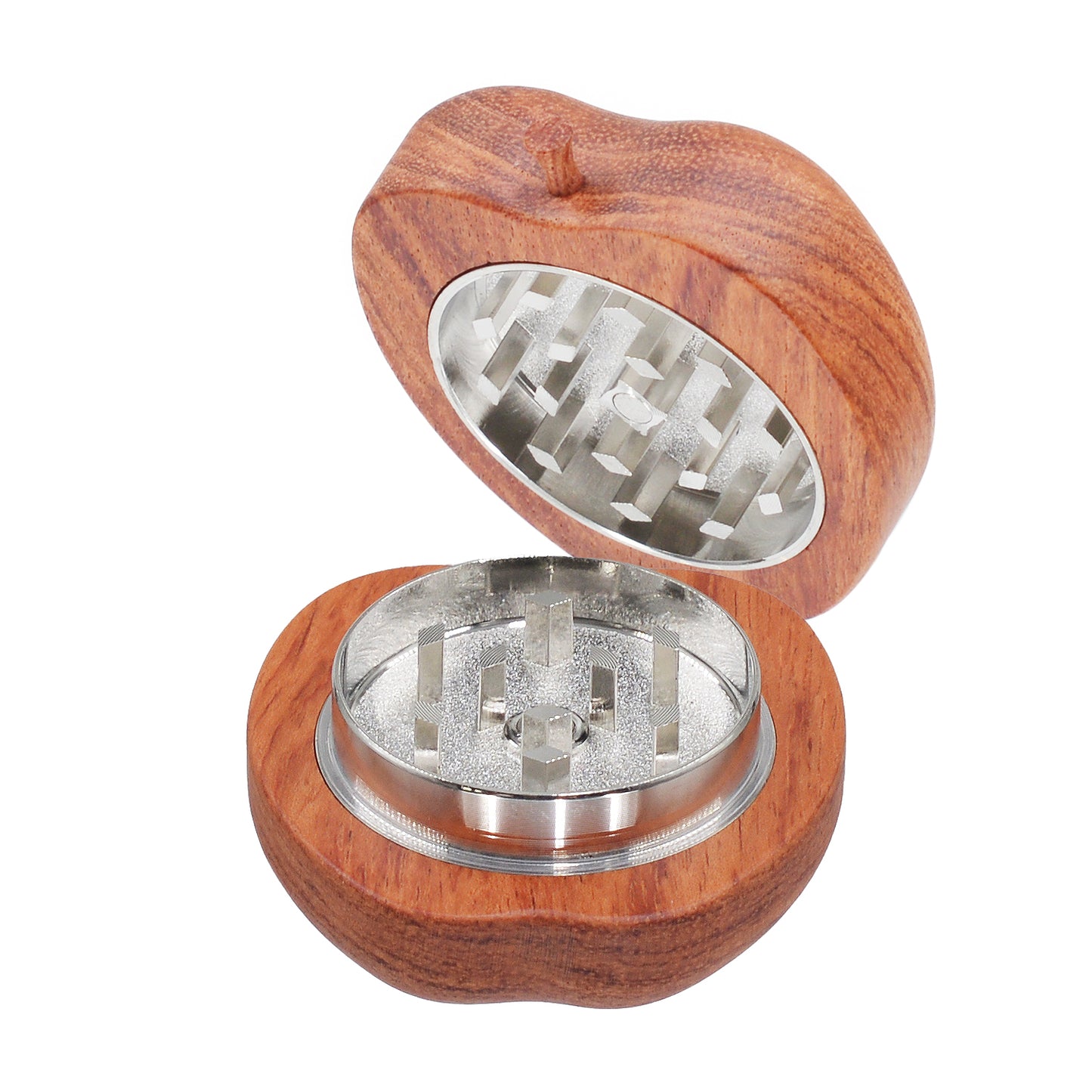 SENSORITE Apple Shape Wooden Grinder with Built-in Zinc Alloy Teeth & Strong Magnet Closure - Sensorite