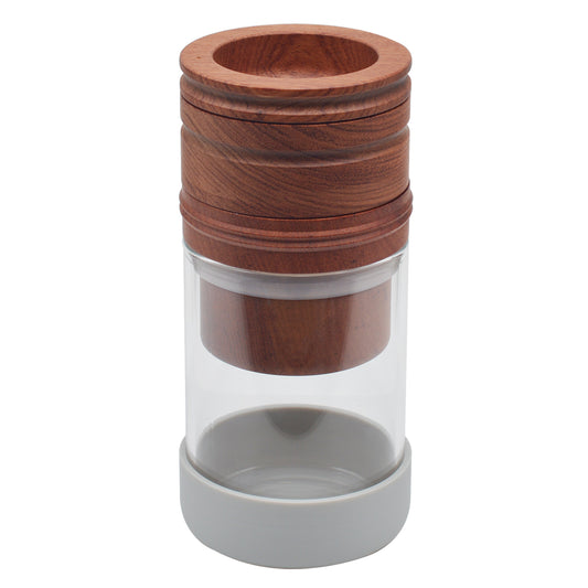 SENSORITE 1 1/4 Size Wooden Grinder & Cone Filler with Airtight Storage Jar & Thread-less Quick Connection - Sensorite