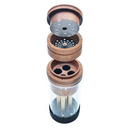 SENSORITE 2 in 1 King Size Wooden Grinder & Cone Filler with Stain-less Steel Graters & Airtight Glass Jar - Sensorite