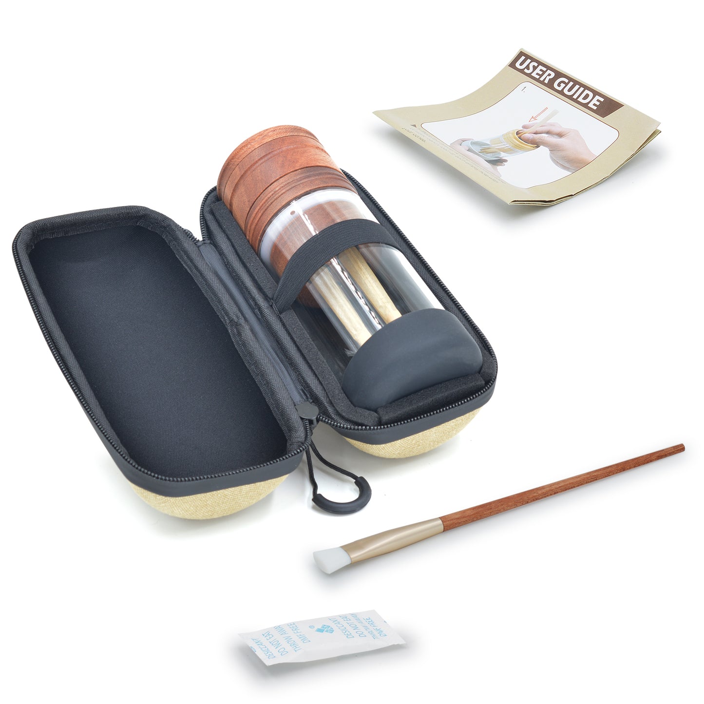 SENSORITE 2 in 1 King Size Wooden Grinder & Cone Filler with Stain-less Steel Graters & Airtight Glass Jar - Sensorite