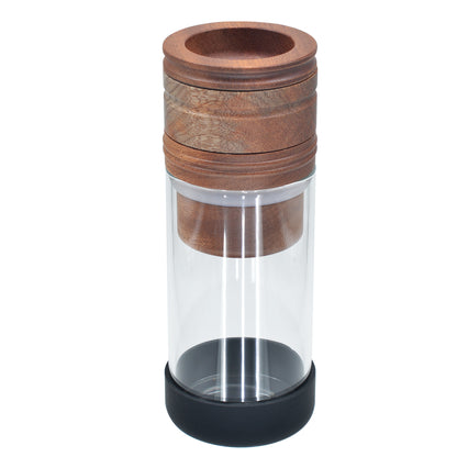 SENSORITE 2 in 1 King Size Wooden Grinder & Cone Filler with Stain-less Steel Graters & Airtight Glass Jar - Sensorite