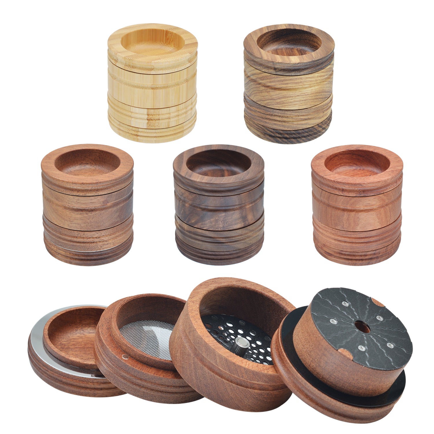 SENSORITE 2.5-inch Wooden Grinder With Easy Changeable Screen & Non-stick Coated Grater Plates - Sensorite