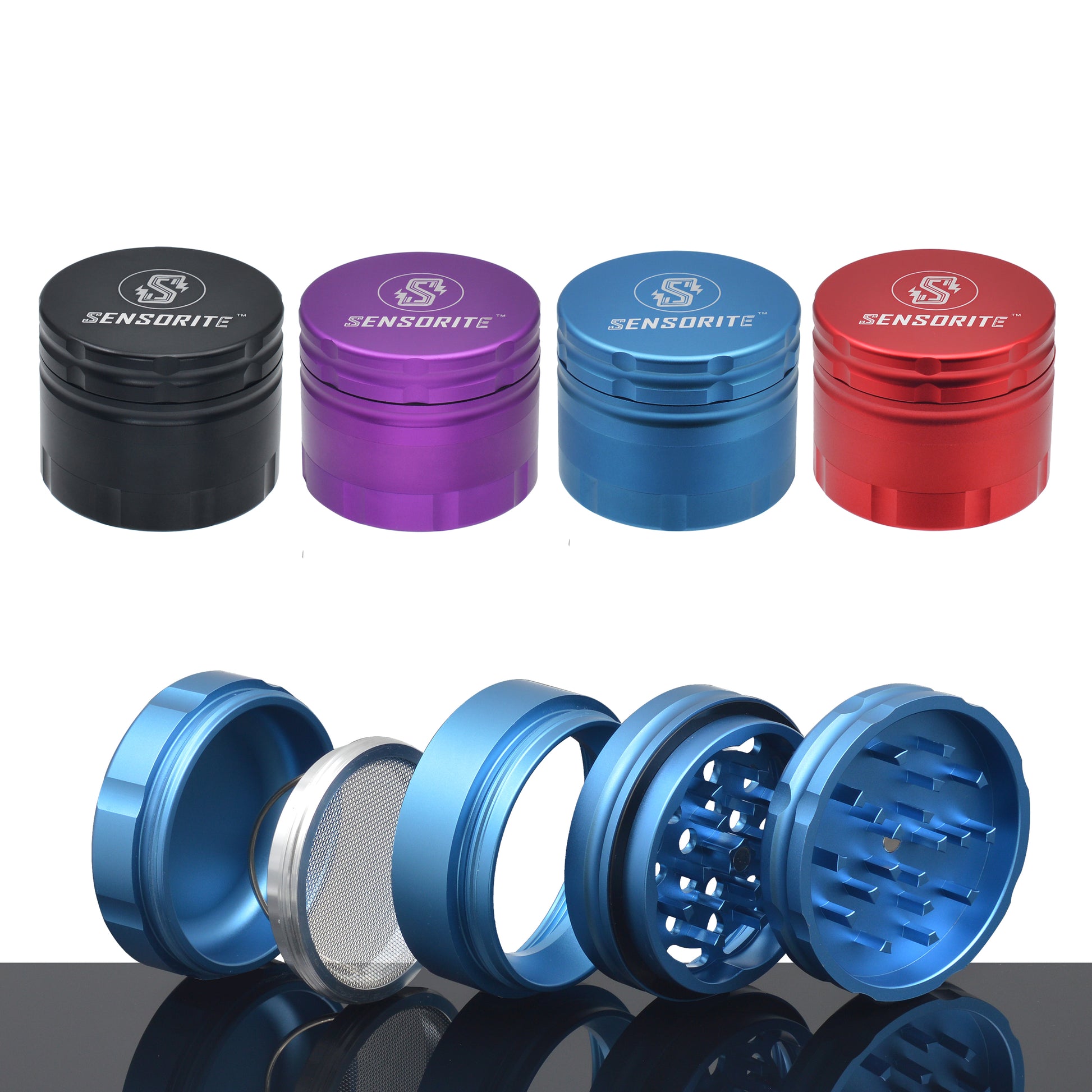 SENSORITE 4-Piece Premium Aluminum Grinder With Changeable Screen & Bump Ring - Sensorite