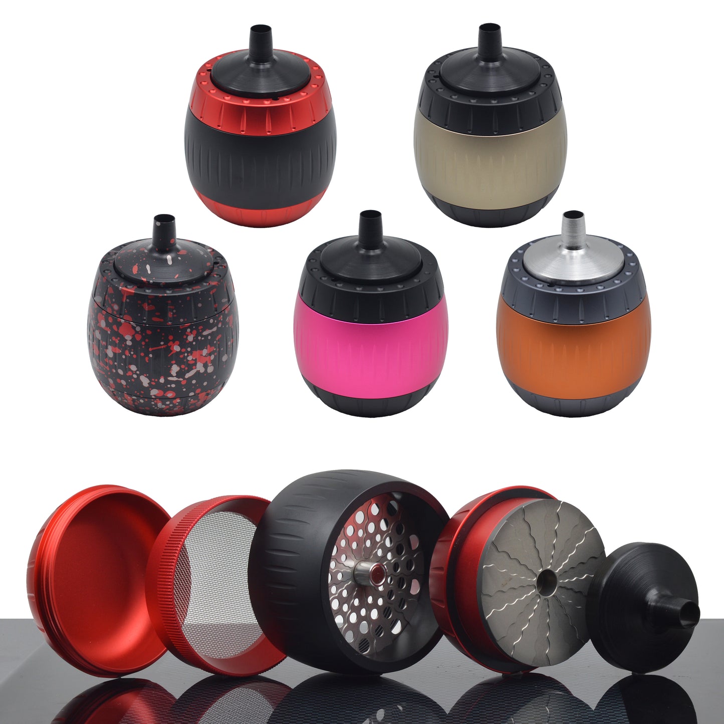 SENSORITE Barrel Shape Grinder With Non-stick Coated Shredder Plates Metal Cone Loader & Packing Poker - Sensorite