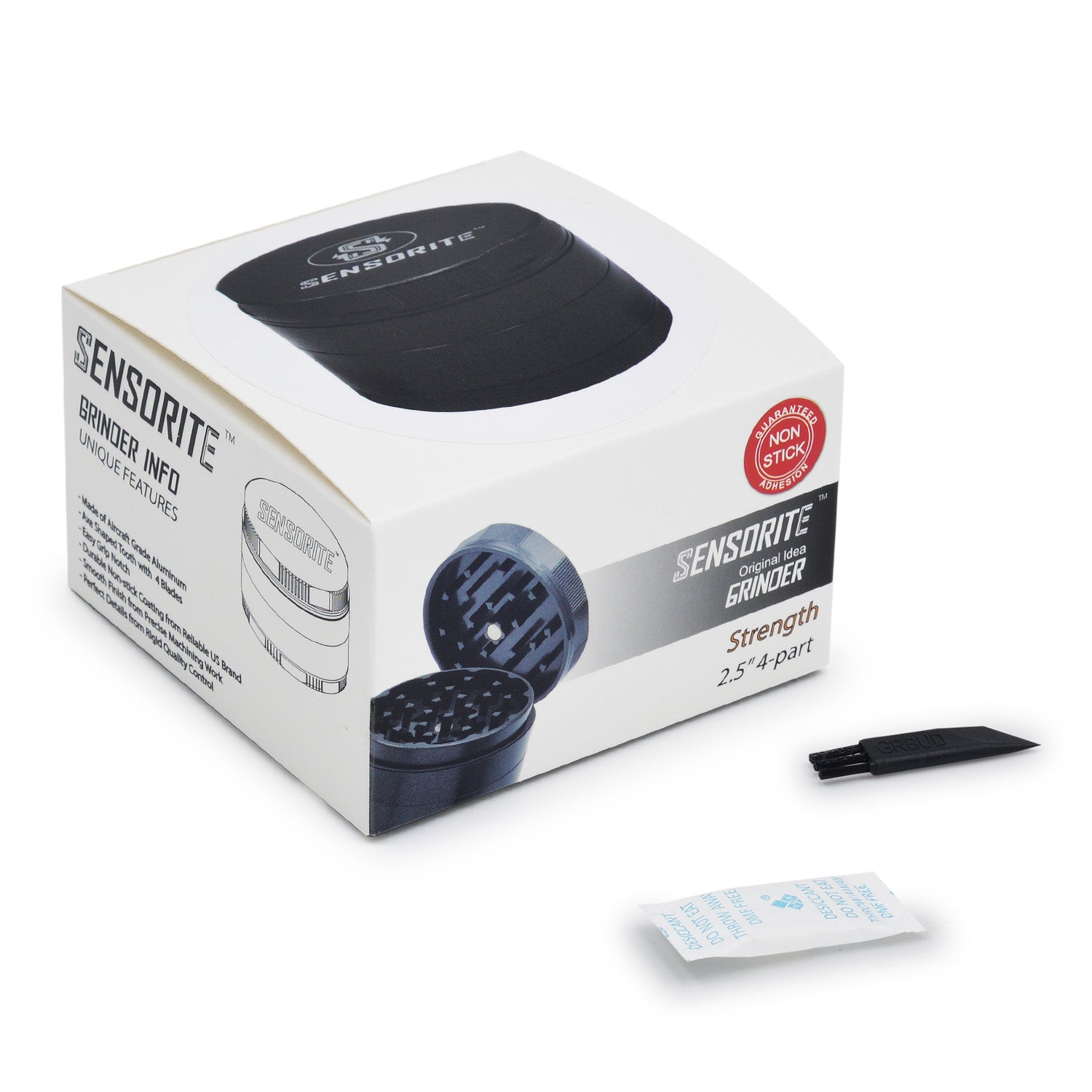 SENSORITE 2.5-inch Fully Non-stick Coated Aluminum Grinder with Smooth Finish & Double Blades Teeth - Sensorite