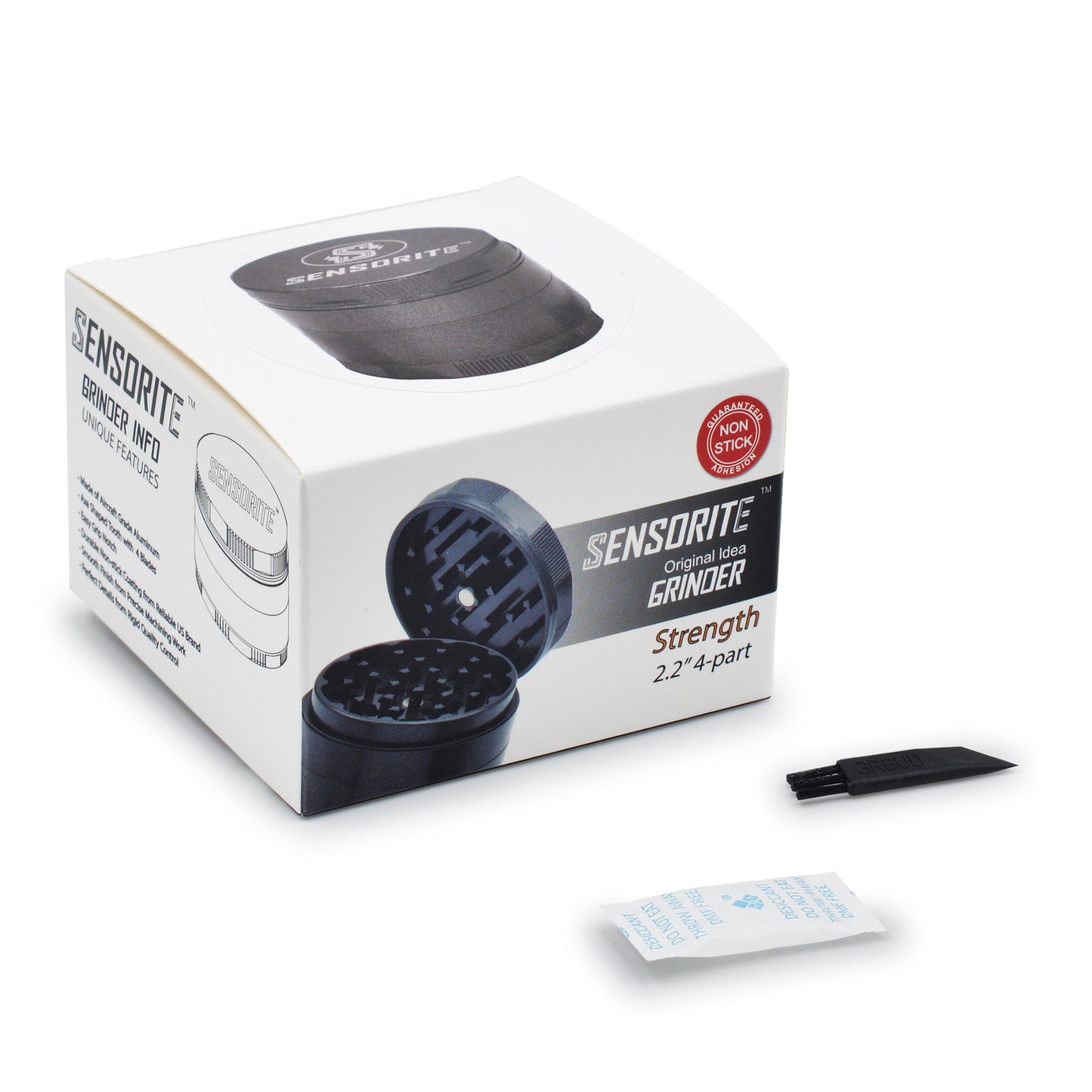 SENSORTIE 2.2-inch Easy Grip Nut Shape Aluminum Grinder with Double Blades Sharp Teeth & Fully Non-stick Coating - Sensorite