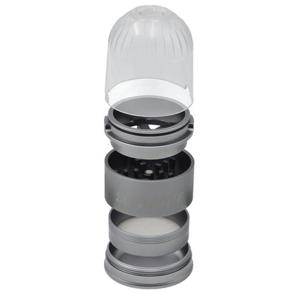 Sensorite Deluxe 63mm 5-Piece Aluminum Herb Grinder with Magnifying Clear Lid & Large Storage Sensorite