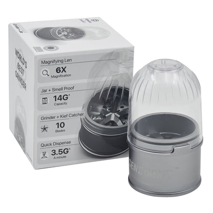 Sensorite Deluxe 63mm 5-Piece Aluminum Herb Grinder with Magnifying Clear Lid & Large Storage Sensorite