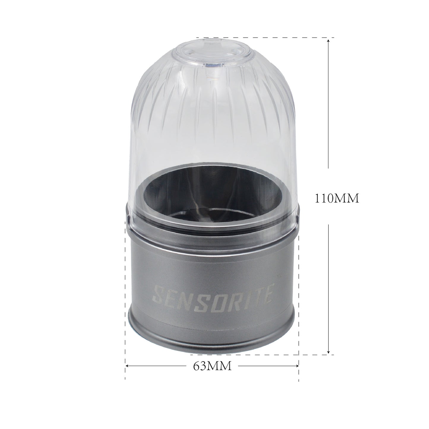 Sensorite Deluxe 63mm 5-Piece Aluminum Herb Grinder with Magnifying Clear Lid & Large Storage Sensorite