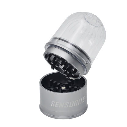 Sensorite Deluxe 63mm 5-Piece Aluminum Herb Grinder with Magnifying Clear Lid & Large Storage Sensorite