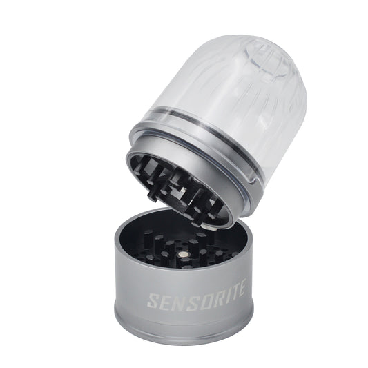 Sensorite Deluxe 63mm 5-Piece Aluminum Herb Grinder with Magnifying Clear Lid & Large Storage Sensorite
