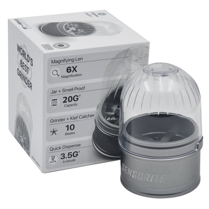 Sensorite Pro XL 75mm 5-Piece Aluminum Grinder with Magnifying Lid & Deep Storage Chamber Sensorite