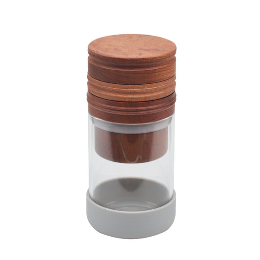 SENSORITE 1 1/4 Size Wooden Grinder & Cone Filler with Built-in Hard Aluminum Teeth & Glass Jar - Sensorite