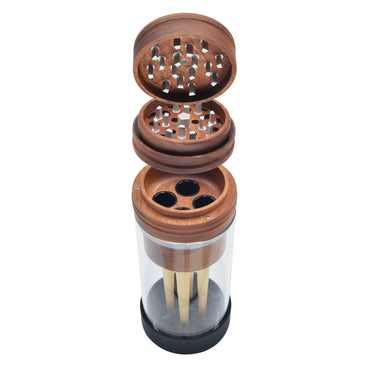 SENSORITE King Size 2 in 1 Wooden Grinder & Cone Filler with Built-in Aluminum Teeth & Airtight Storage Jar - Sensorite