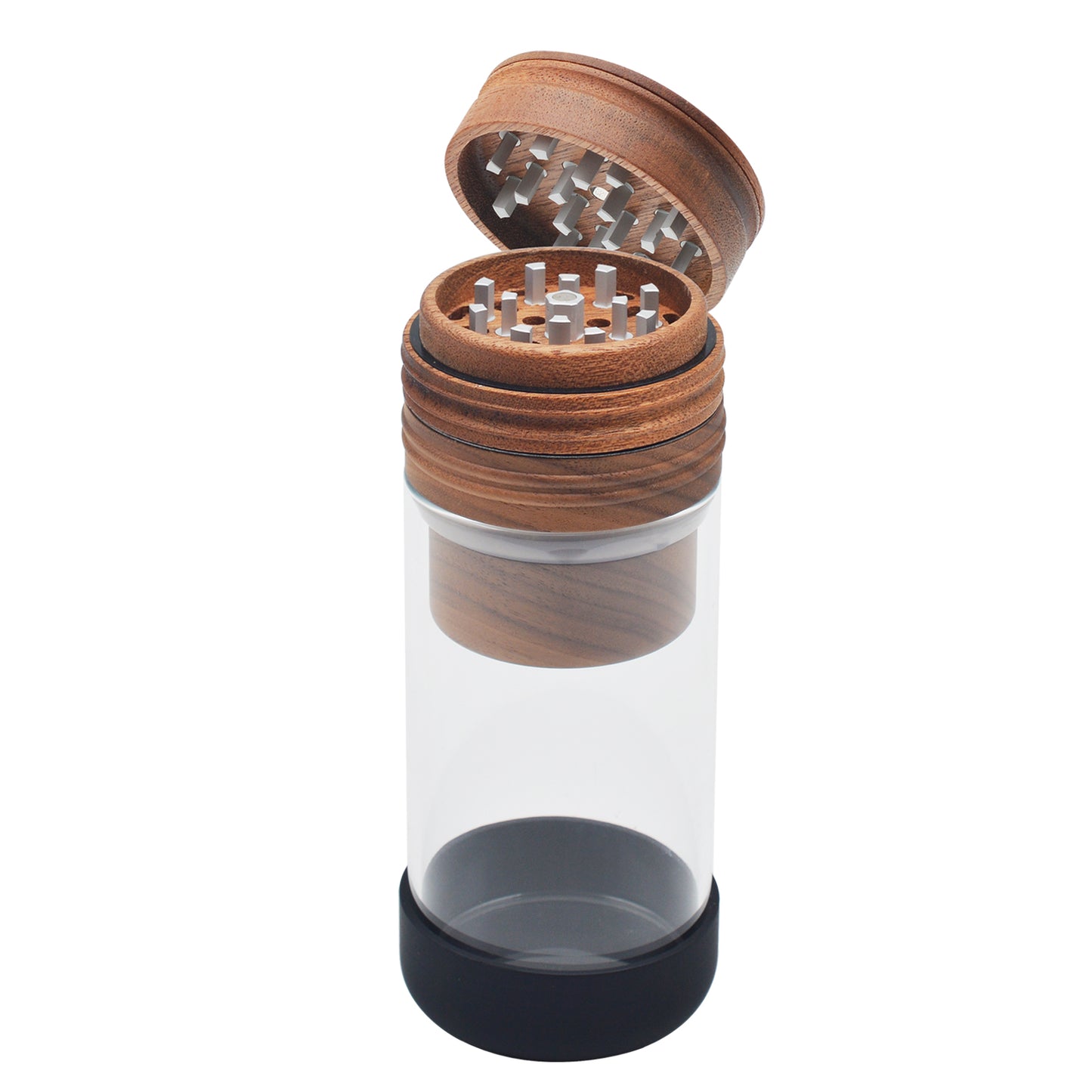 SENSORITE King Size 2 in 1 Wooden Grinder & Cone Filler with Built-in Aluminum Teeth & Airtight Storage Jar - Sensorite