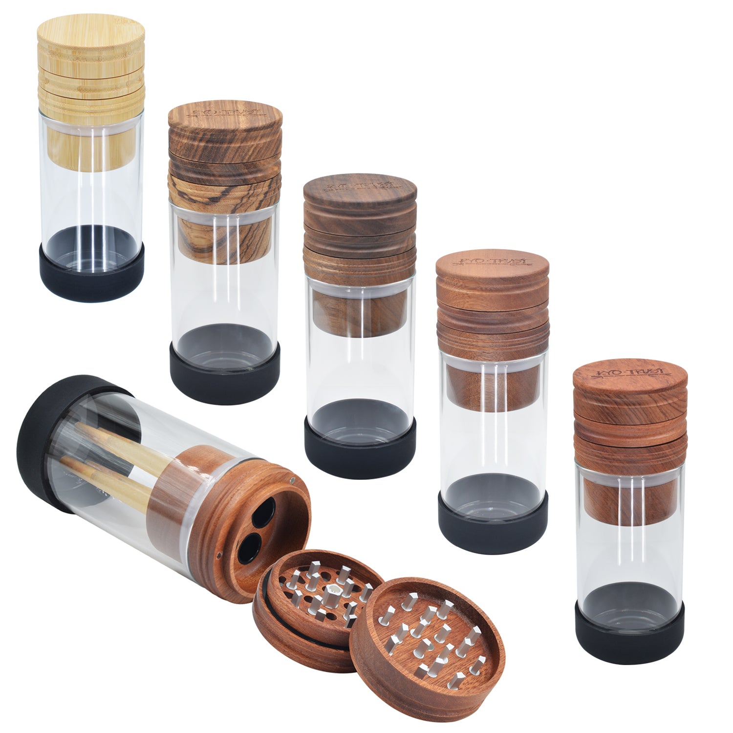 SENSORITE King Size 2 in 1 Wooden Grinder & Cone Filler with Built-in Aluminum Teeth & Airtight Storage Jar - Sensorite