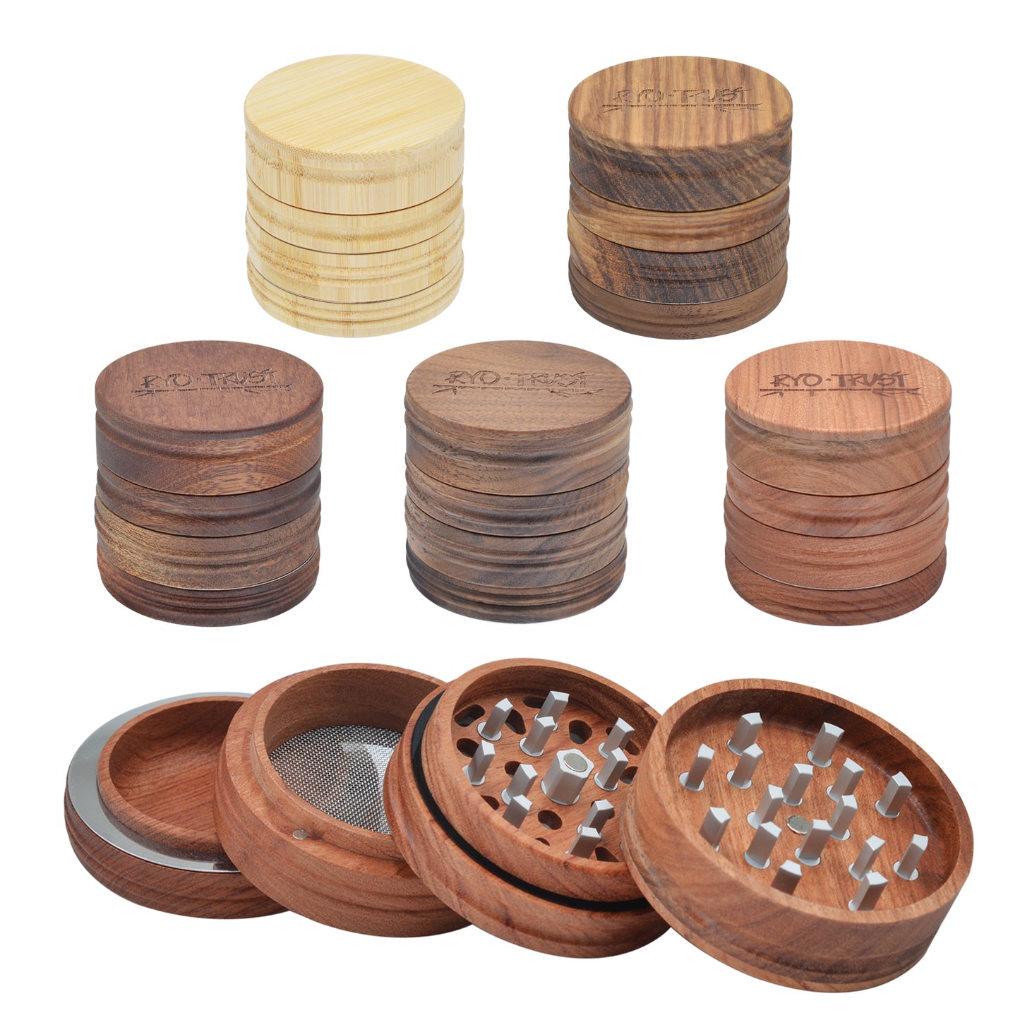 SENSORITE 2.5-inch Wooden Grinder with Built-in Hard Aluminum Teeth Thread-less Connection & Easy Changeable Screen - Sensorite