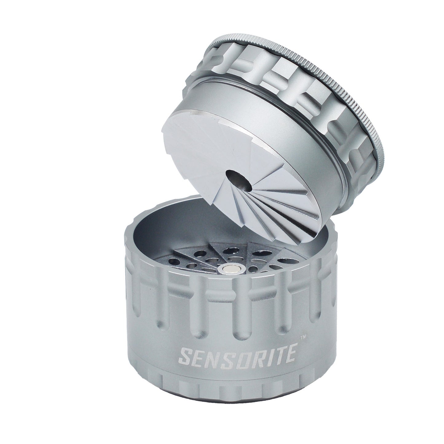 SENSORITE 2.2-inch Mill Style Aluminum Grinder with Bonus Storage & Non-stick Coated Shredder Plates - Sensorite