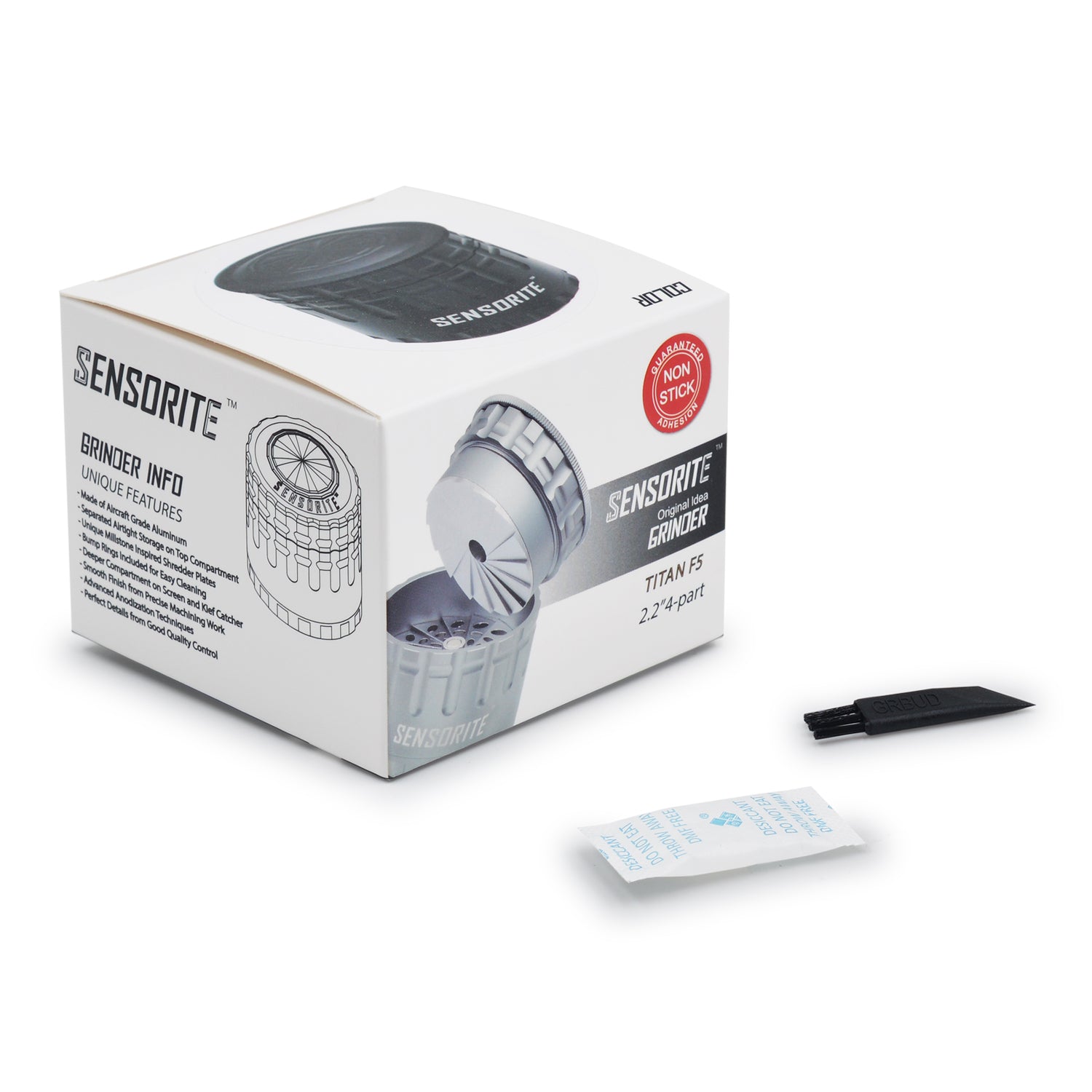 SENSORITE 2.2-inch Mill Style Aluminum Grinder with Bonus Storage & Non-stick Coated Shredder Plates - Sensorite