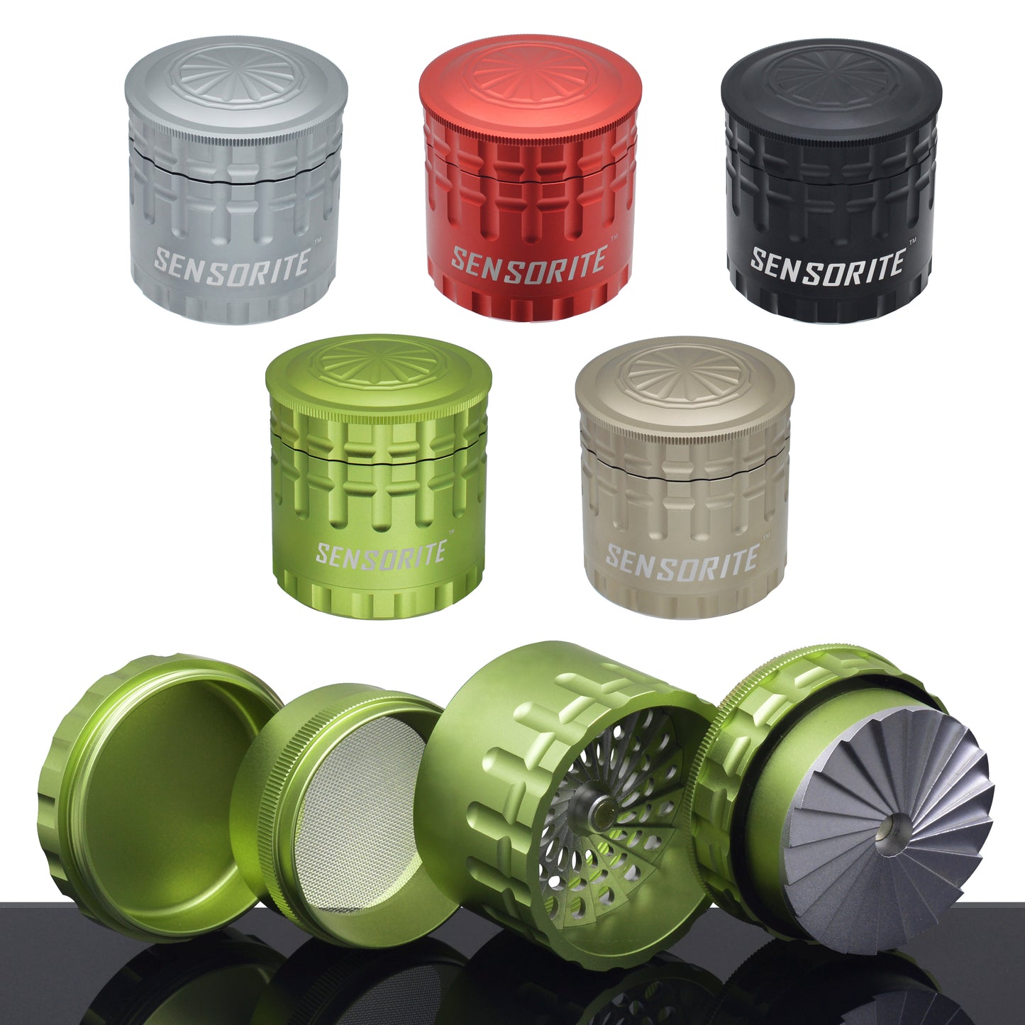 SENSORITE 2.5-inch Aluminum Grinder With Non-stick Coated Millstone Shredder Plates & Bonus Storage - Sensorite