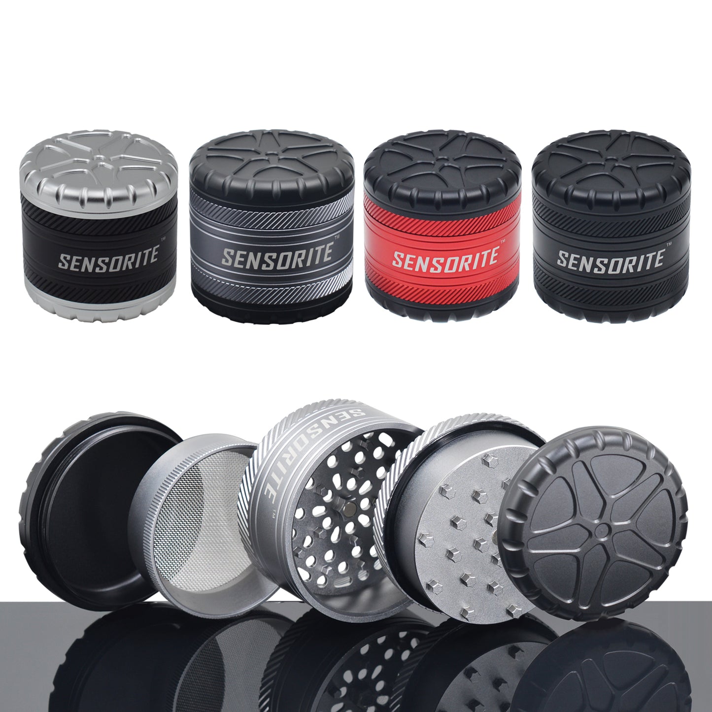 SENSORITE 5 Parts Aluminum Grinder With 6-Blade Tooth  & Unique Wheel Shape Design - Sensorite